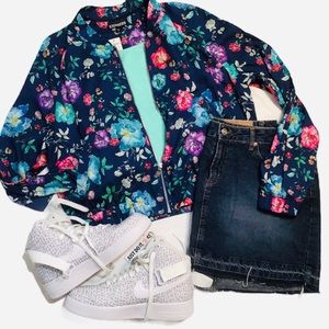 Express Floral Print Bomber Jacket NWT